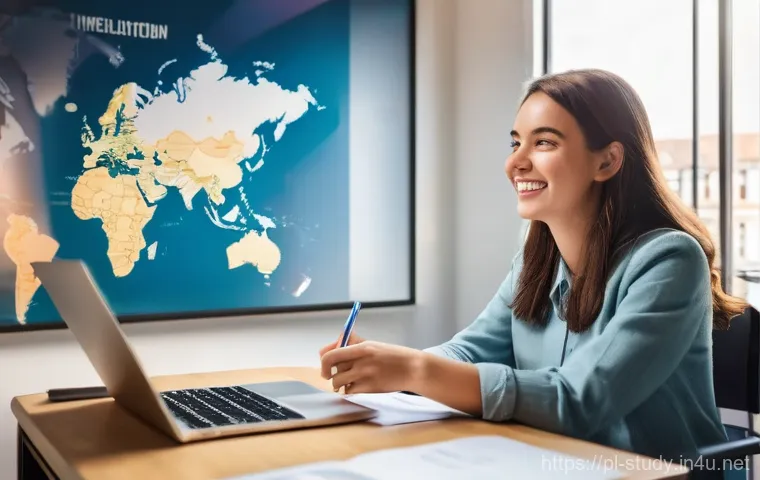 해외연수코디네이터 고객 맞춤 서비스 - **Prompt:** A bright, airy image depicting a young Polish woman, around 20-25 years old, with an ent...